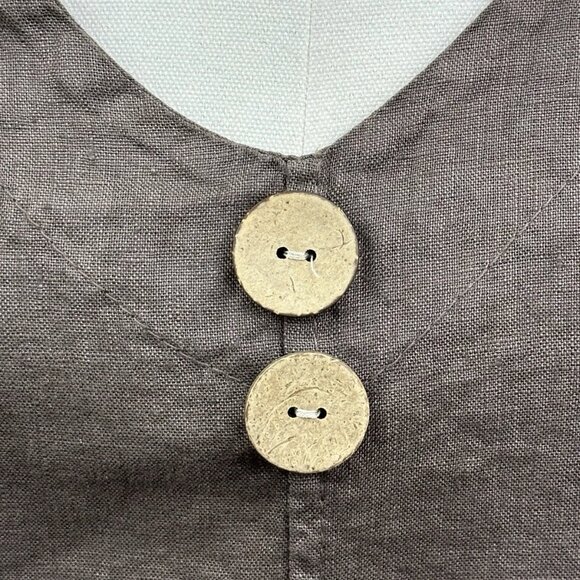 Italian Pocket Lagenlook Tulip Linen Dress - Chocolate - S/M - Worn 1 Time - Picture 3 of 9